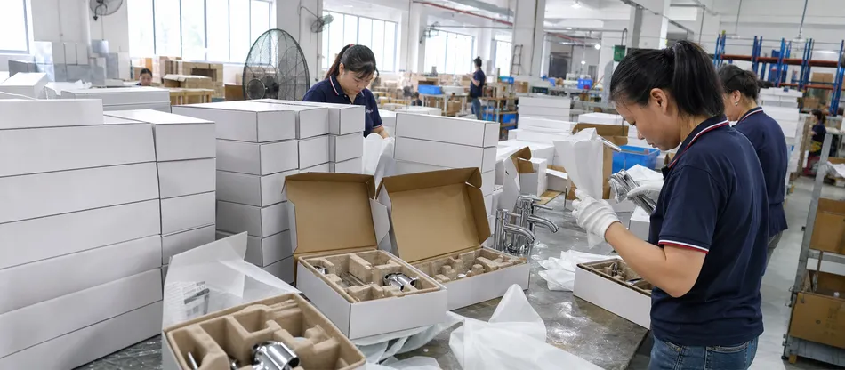 E-commerce and private label bathroom faucet packaging for Amazon and Wayfair