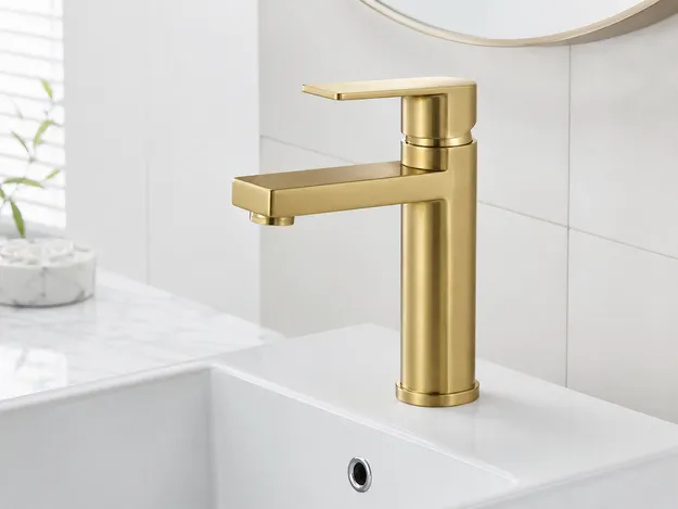 PVD gold finish bathroom faucet for premium positioning and luxury segment buyers