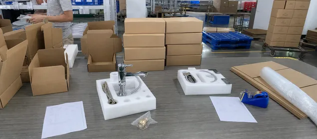 Bathroom sink faucet sample order packaging ready for shipment
