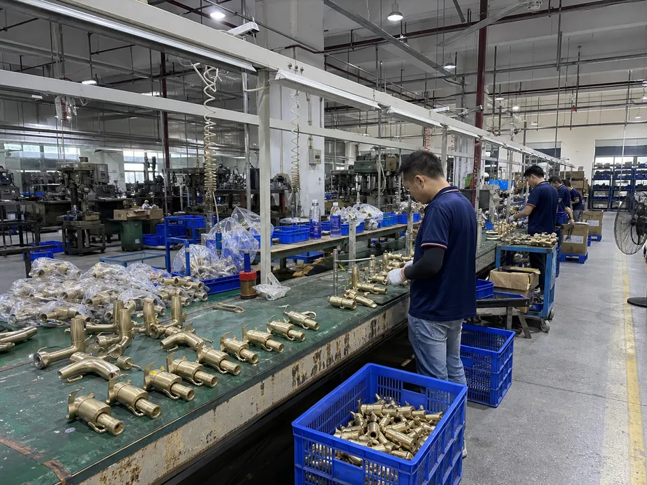 Wfaucet brass bathroom faucet manufacturing facility — OEM production line