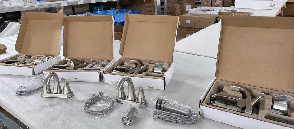 Brushed nickel bathroom faucets for e-commerce and direct-to-consumer fulfillment channels