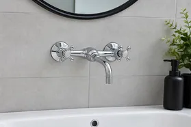 Two-handle wall mount bathroom faucet for European residential and renovation market