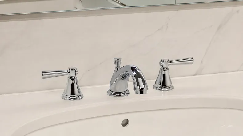 Two handle bathroom faucet with separate hot and cold controls