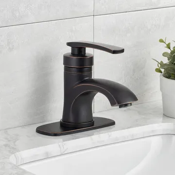 Low profile bathroom faucet in oil-rubbed bronze finish