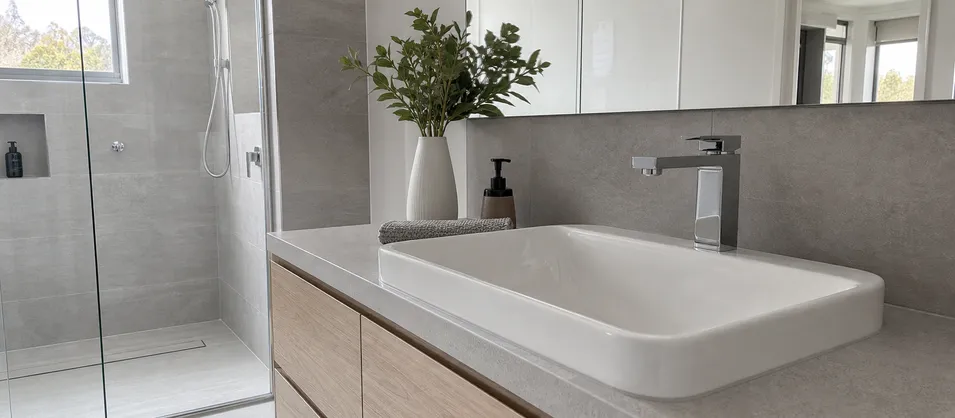 Australian premium residential bathroom with WaterMark certified modern faucet