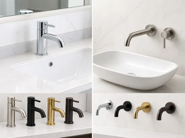 Modern bathroom faucet mounting configurations: single-hole deck mount and wall mount options