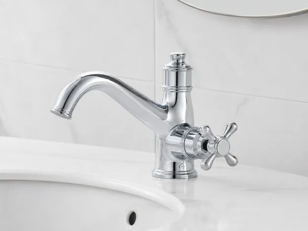 Cross handle on side handle bathroom faucet — traditional configuration for renovation projects