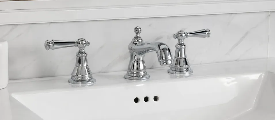 Two handle bathroom faucet — three-hole configuration for European and traditional markets