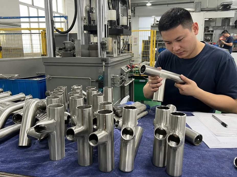 Stainless steel bathroom faucet body hydroforming and forming process at Wfaucet factory