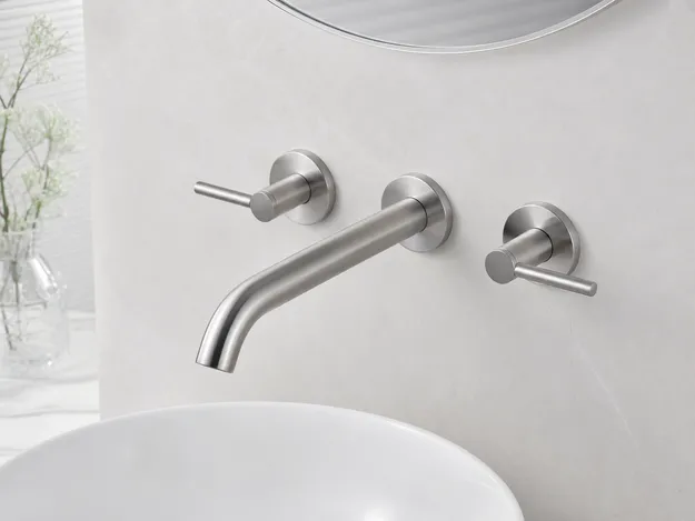 Wall-mount stainless steel bathroom faucet