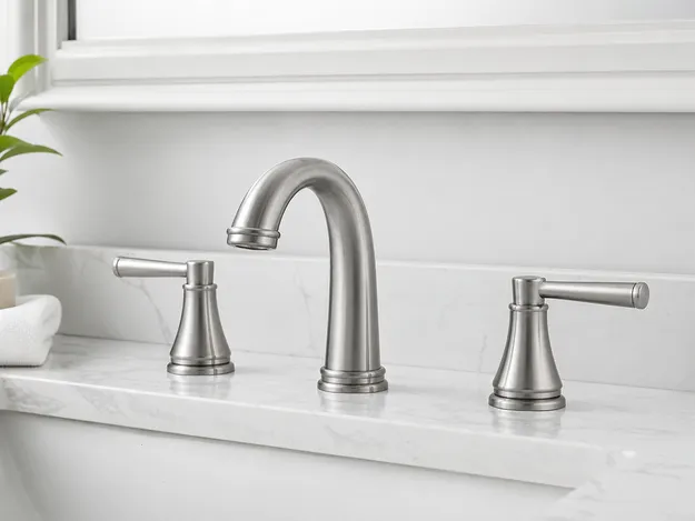 Widespread two-handle stainless steel bathroom faucet