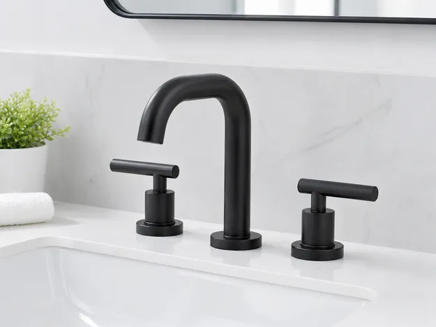 Matte black PVD two handle bathroom faucet — durable PVD coating