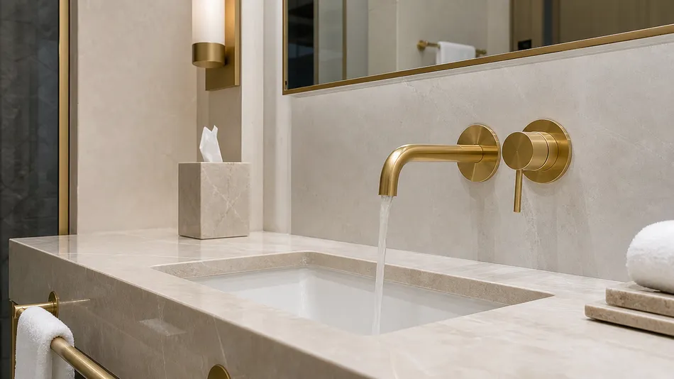 PVD gold wall mount faucet for Middle East hospitality project