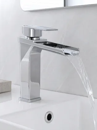 Chrome waterfall bathroom faucet finish