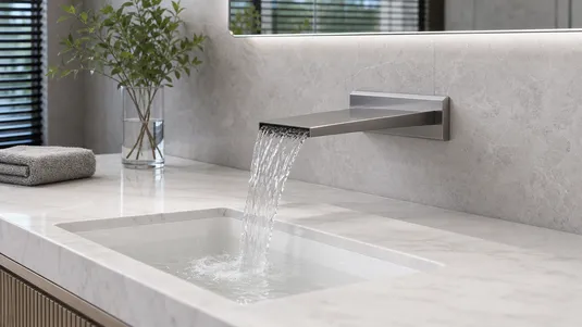 Wall-mount waterfall faucet spout style