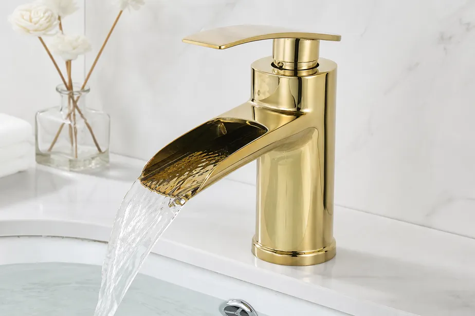Brass waterfall bathroom faucet with sheet-flow spout — Wfaucet manufacturer