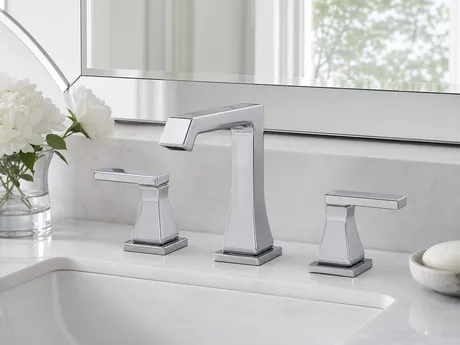 Widespread bathroom faucet three-piece 8-inch spread configuration