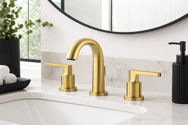 PVD gold finish widespread bathroom faucet — high-margin SKU for hospitality and luxury residential