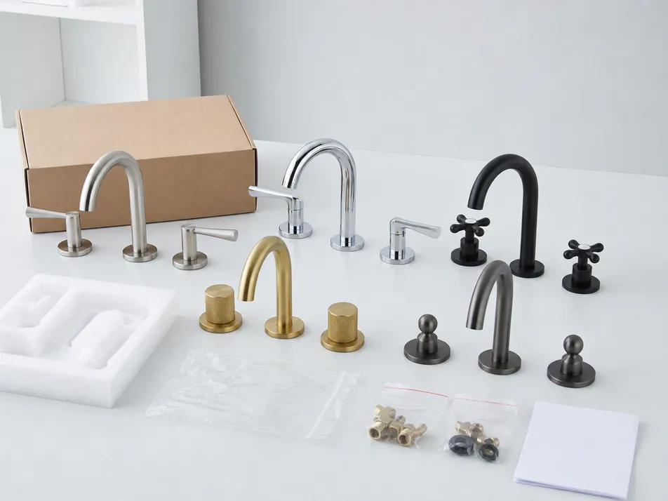 OEM widespread bathroom faucet customization options — finish, handle, and packaging configurations