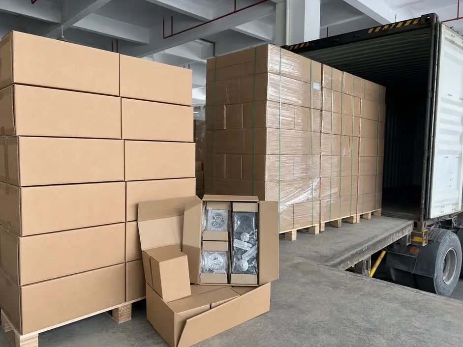 Concealed shower mixer cartons packed for container loading