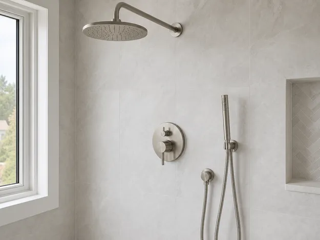 Brushed nickel finish concealed shower set