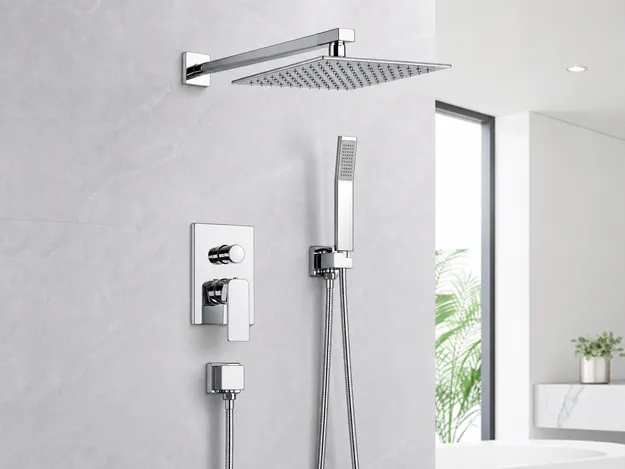 Chrome finish concealed shower set