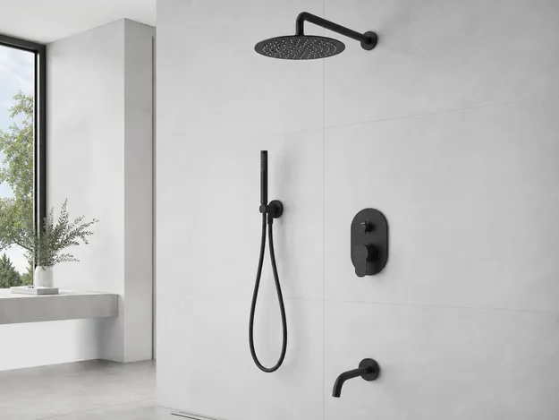Matte black PVD finish concealed shower set