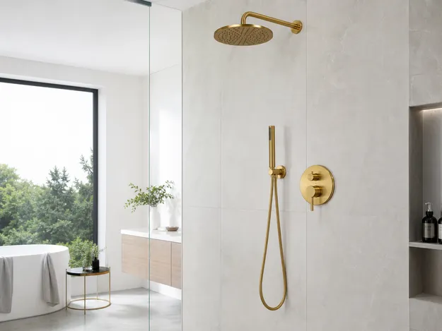 PVD gold finish concealed shower set