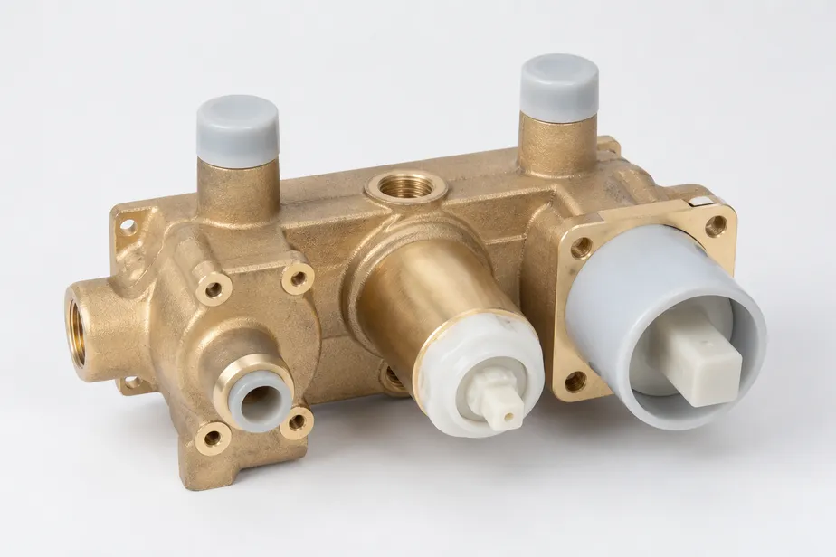 Concealed shower valve brass rough-in body — CE and cUPC certified in-wall valve for tile installations