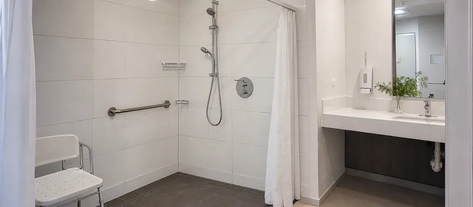 Thermostatic shower valve for healthcare and residential care facilities