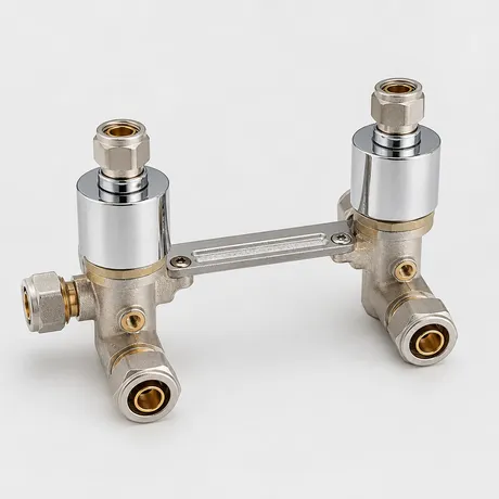 Inline pressure balancing valve for shower supply lines