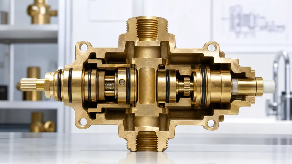 C36000 brass valve body cross-section showing corrosion resistance in chlorinated water systems
