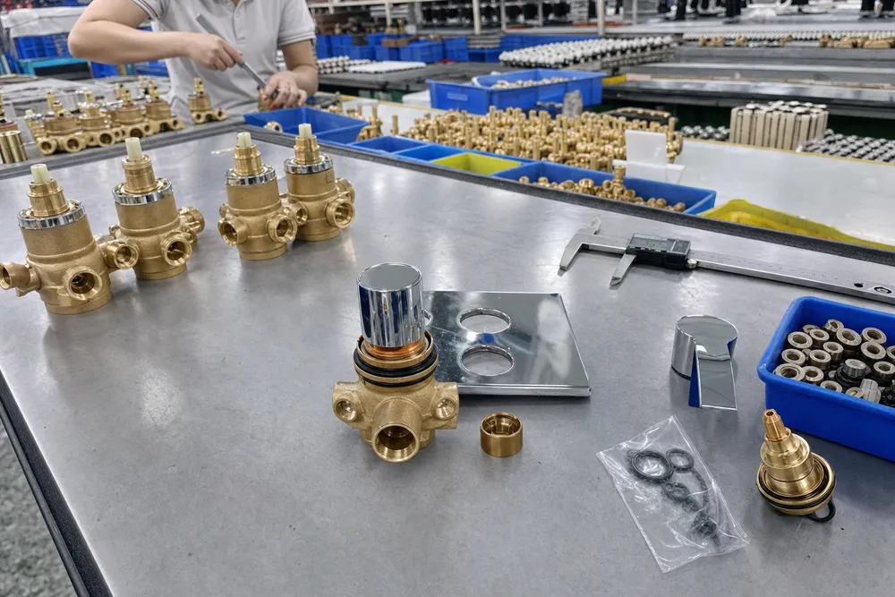 Concealed shower mixer valve body and trim components — Wfaucet factory production