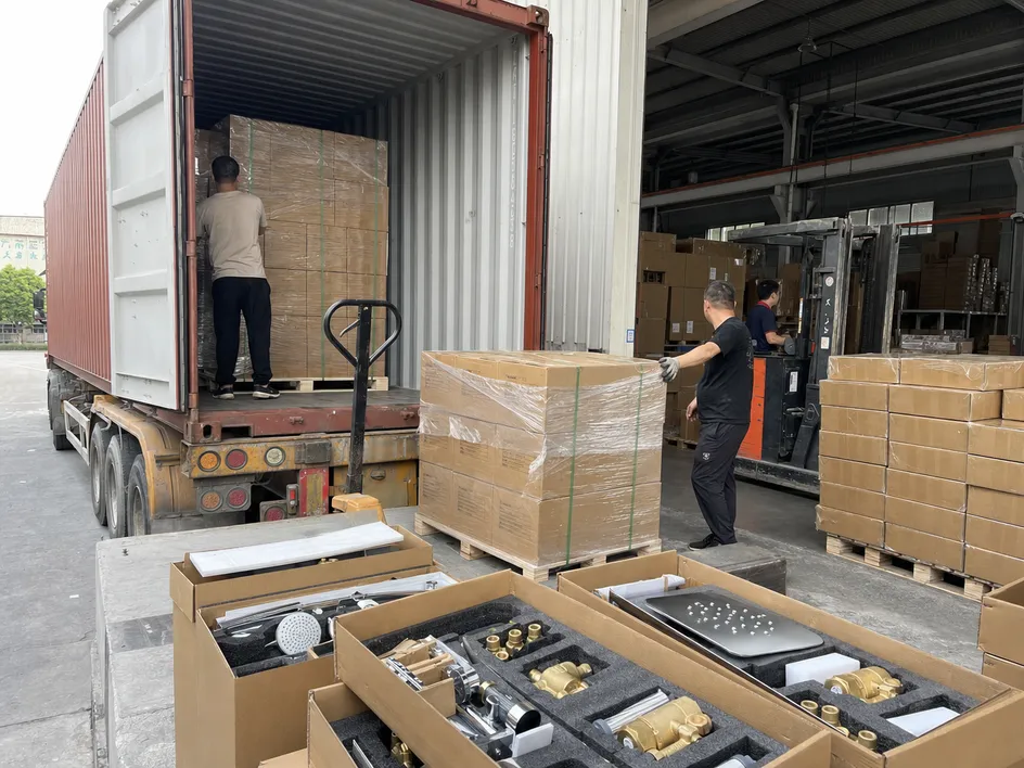 Container loading of concealed shower valve bodies and complete shower sets for export