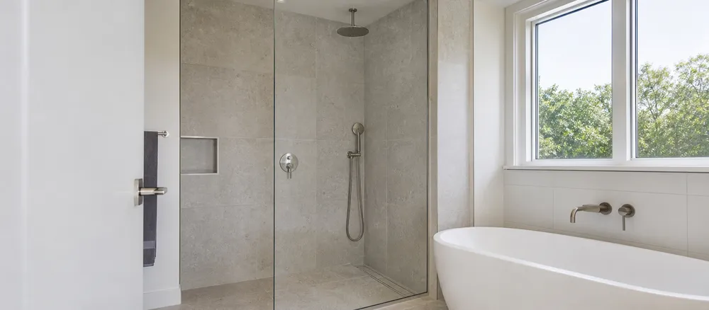 Premium residential bathroom renovation with concealed shower mixer installation