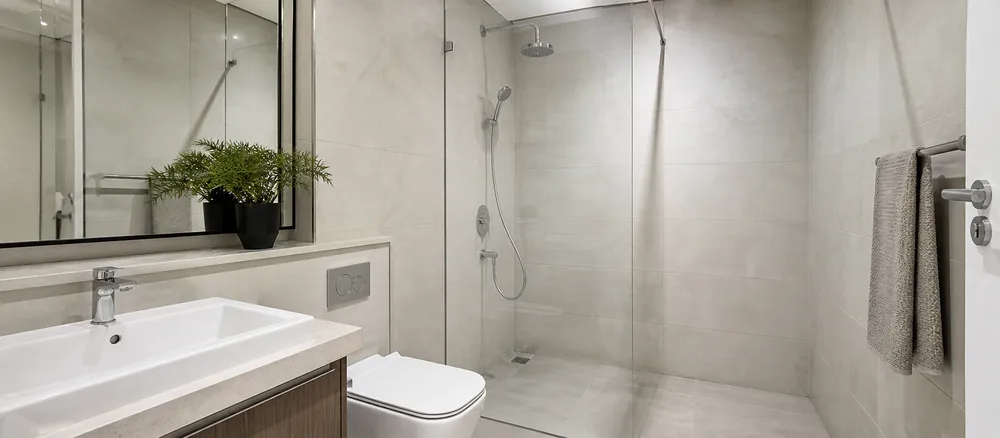 Multi-unit residential development bathroom with concealed shower specification