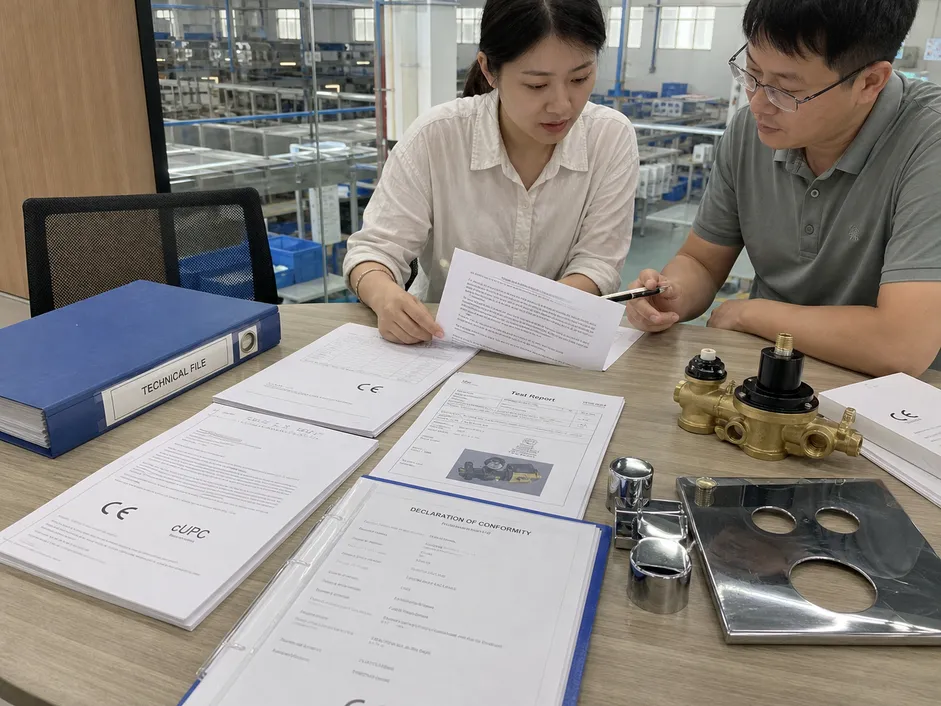 CE and cUPC certification documentation for 3-way concealed shower mixer export