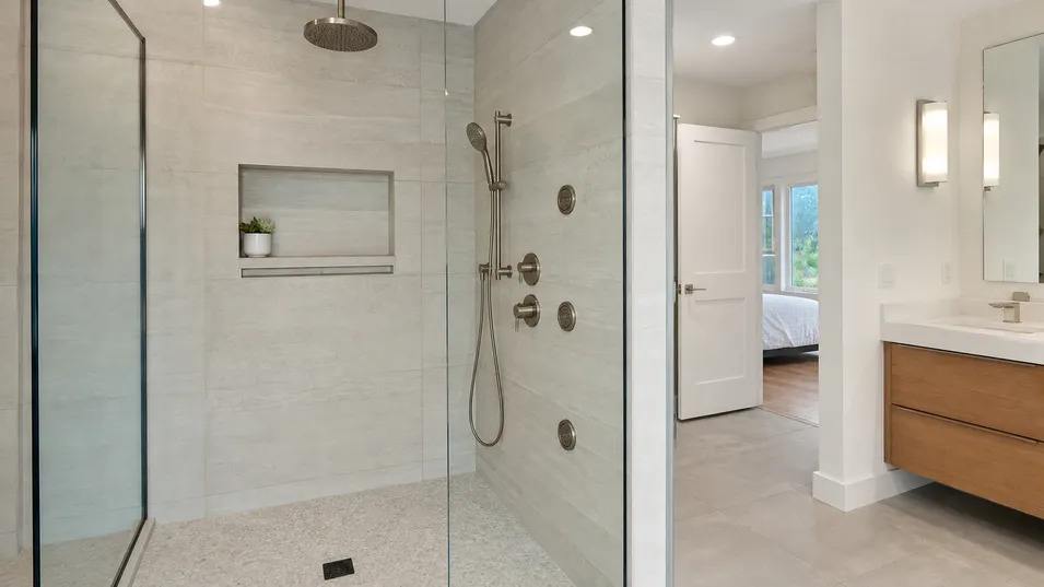 Premium residential renovation bathroom with multi-outlet concealed shower system