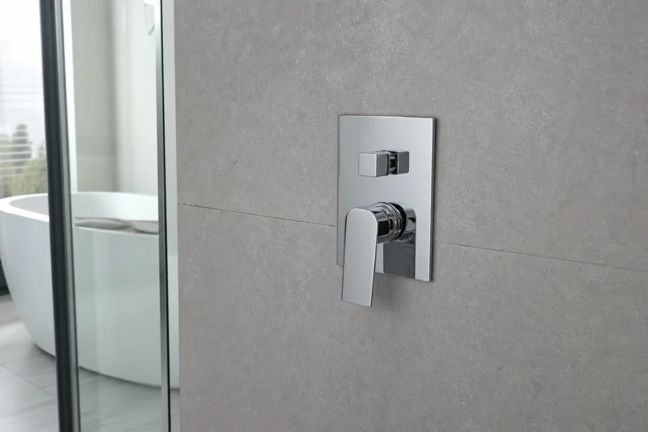 2 way concealed shower mixer with integrated diverter — brass body, chrome finish, installed in-wall