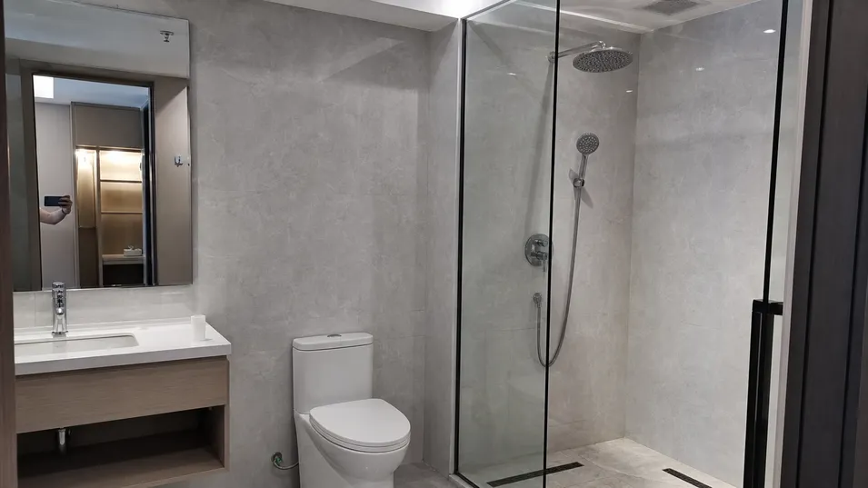 3-star hotel guest bathroom renovation with concealed shower mixer installation
