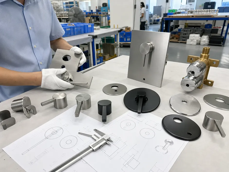 OEM trim kit development for concealed shower mixer — custom handle and trim plate profiles