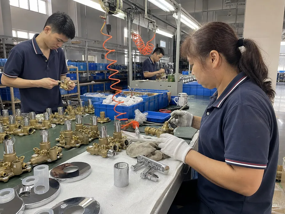 2 way concealed shower mixer factory production — Wfaucet manufacturing facility