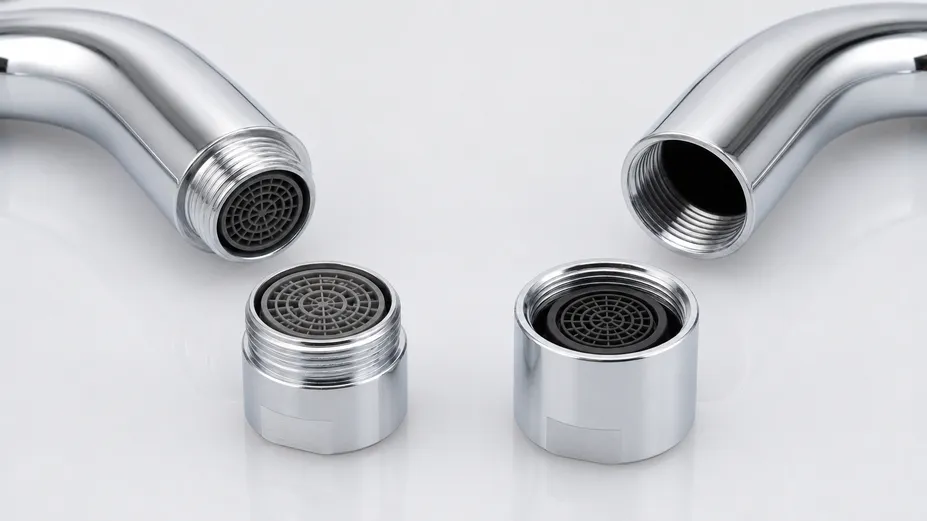 Male and female faucet aerator thread configurations side by side showing mounting differences