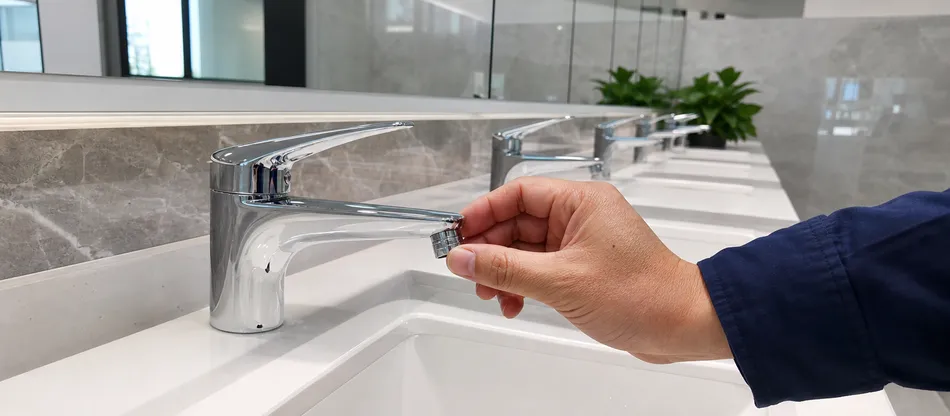 Low-flow aerator retrofit for LEED and BREEAM green building certification projects
