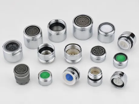 Bathroom faucet aerators laminar and aerated flow cache and external thread