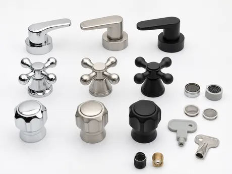 Faucet handles lever cross and knob styles zinc alloy and brass chrome brushed nickel