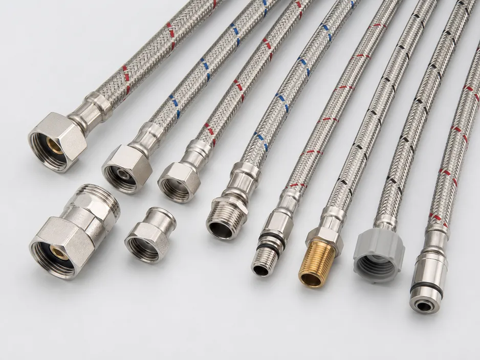 Kitchen faucet hose fitting configurations for different global markets