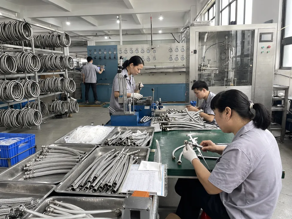 Hose manufacturing quality control process overview at Wfaucet factory
