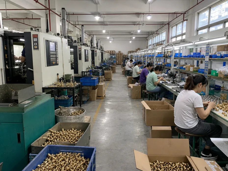 Wfaucet low flow aerator manufacturing facility — integrated brass CNC and assembly line