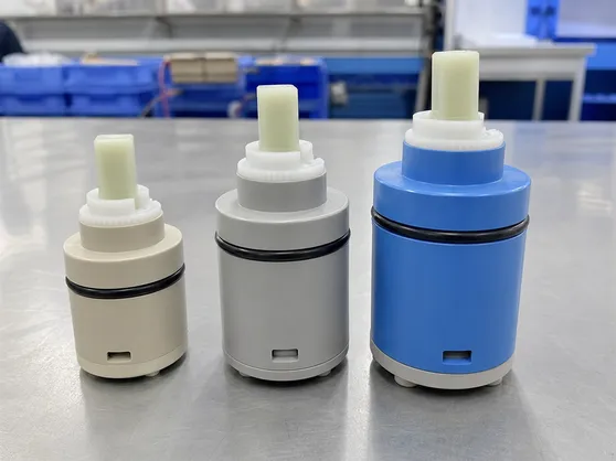 Shower faucet cartridge diameter comparison — 25mm, 35mm, and 40mm body sizes side by side
